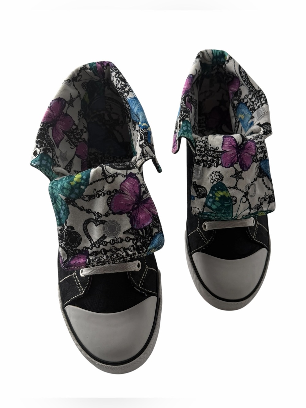 Coach Vintage Y2K Bonney High-Top Sneakers Butterfly Print Whimsigoth Size 10